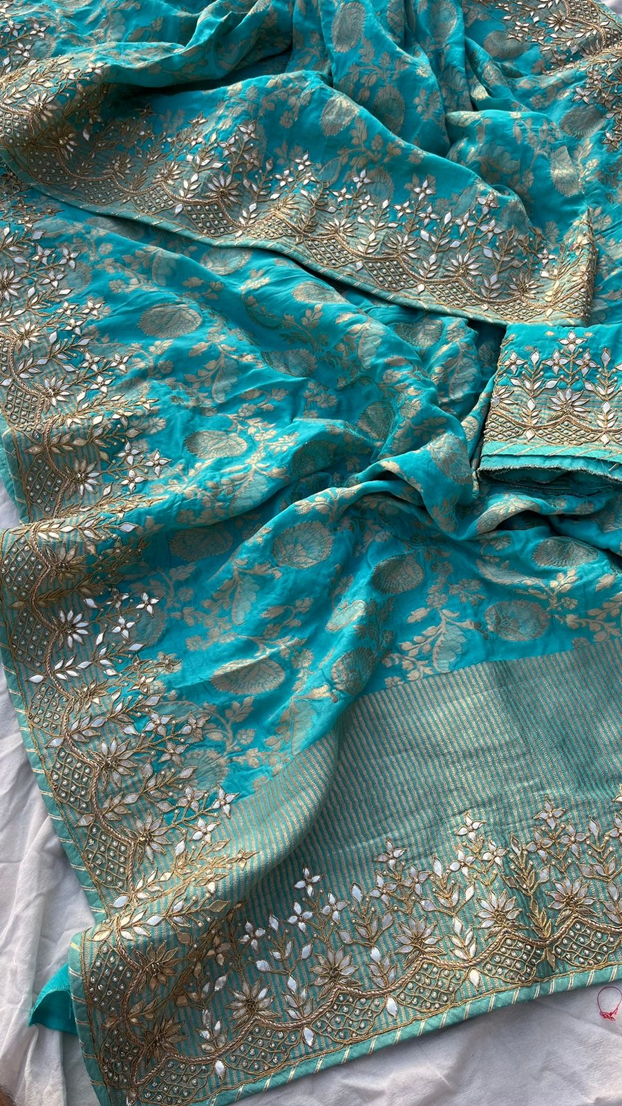 Banarsi Khaddi Gorgette Saree Indian Traditional Sarees - Saffronfashionindia