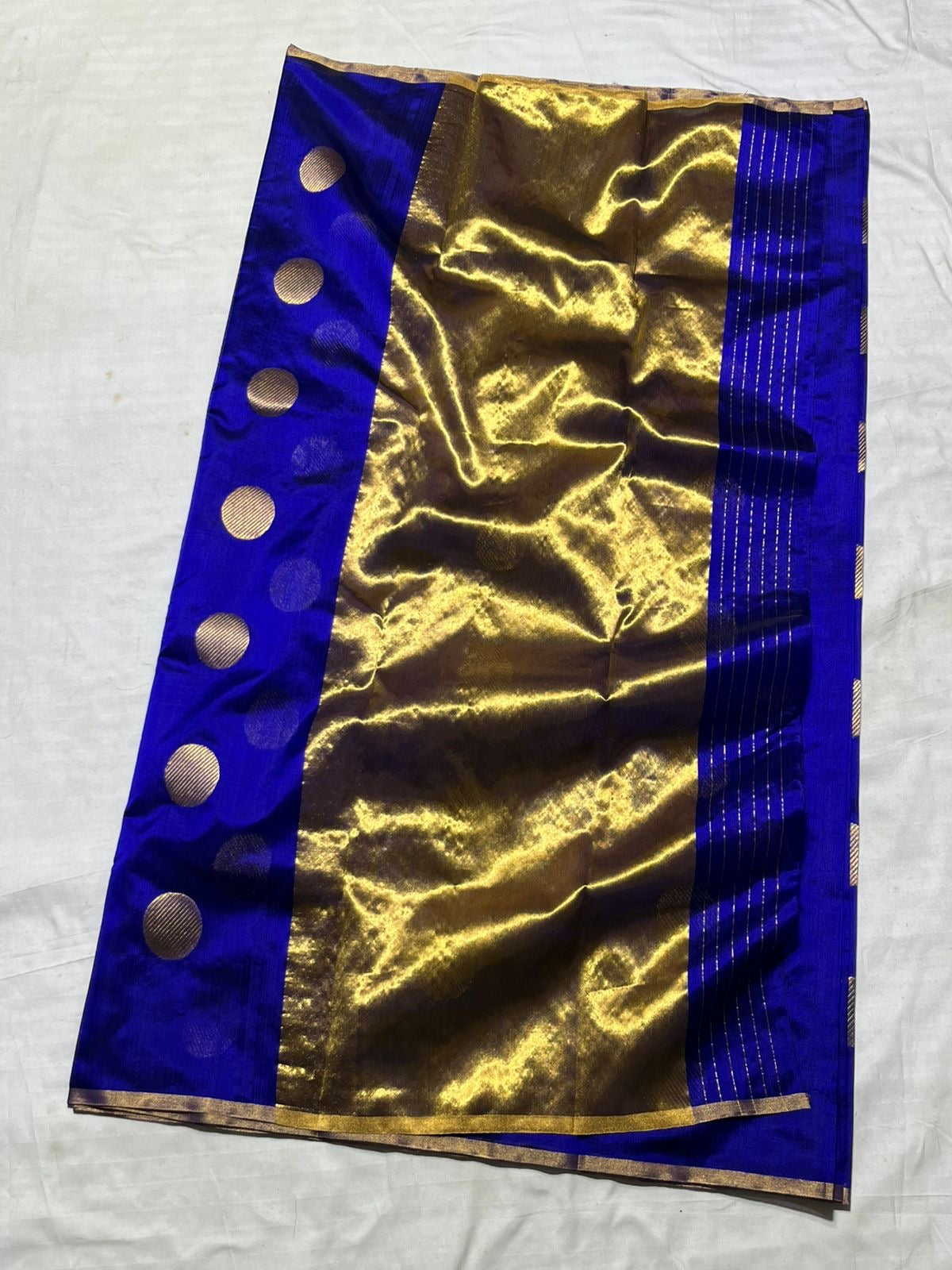 Royal chanderi saree blue chanderi sari blouse Indian sarees SaffronFashion