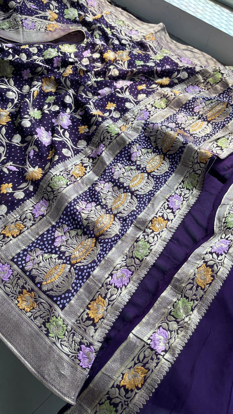 Khaddi Gorgette saree Indian saree blouse - Saffronfashionindia