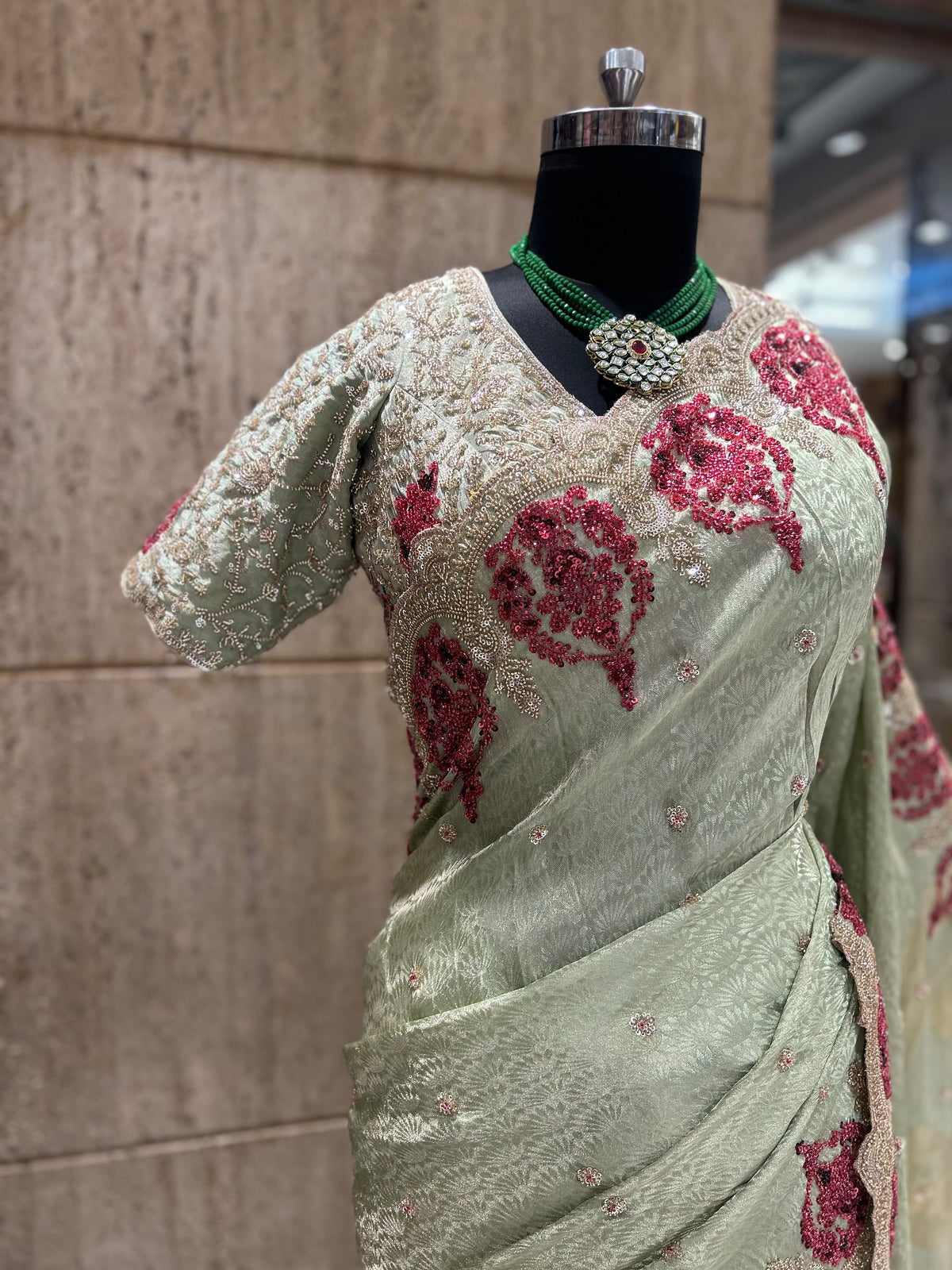 Soft silk upada saree embroidered saree partywear sari blouse SaffronFashion