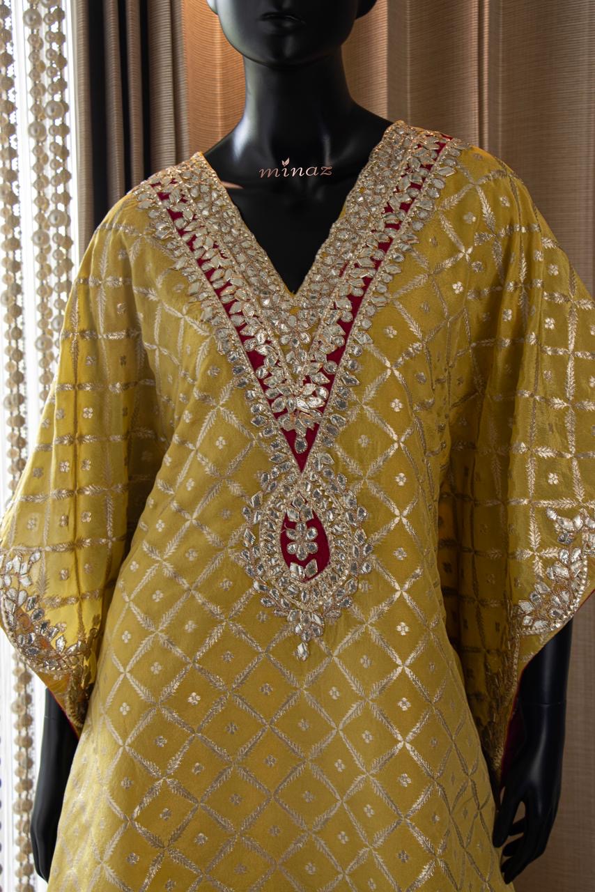 Kaftan styled kurti pant set traditional kurti set - Saffronfashionindia