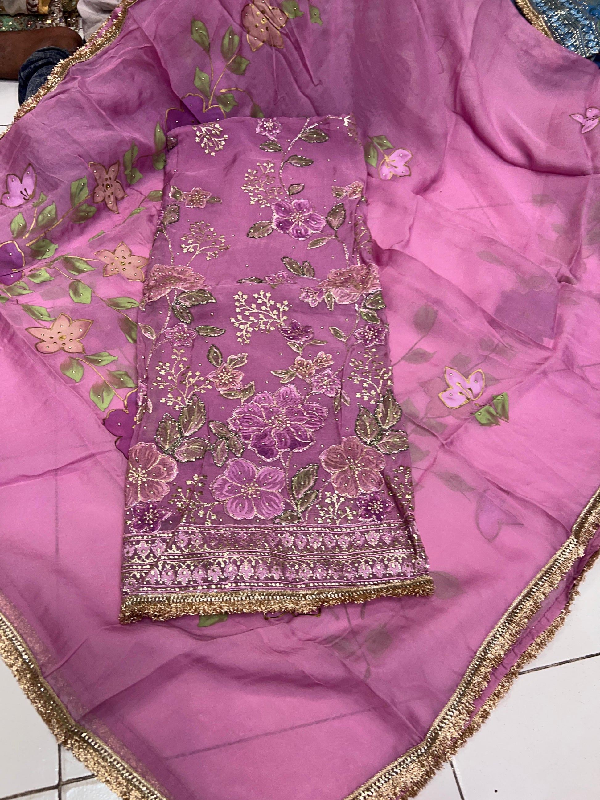 Floral Organza Salwar suit Indian suit punjabi suit - Saffronfashionindia