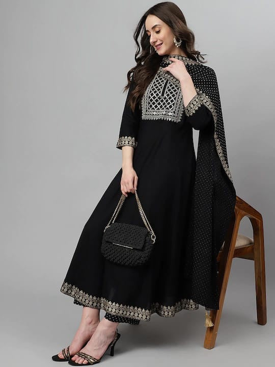 Black beauty Salwar suit Indian Salwar kameez - Saffronfashionindia