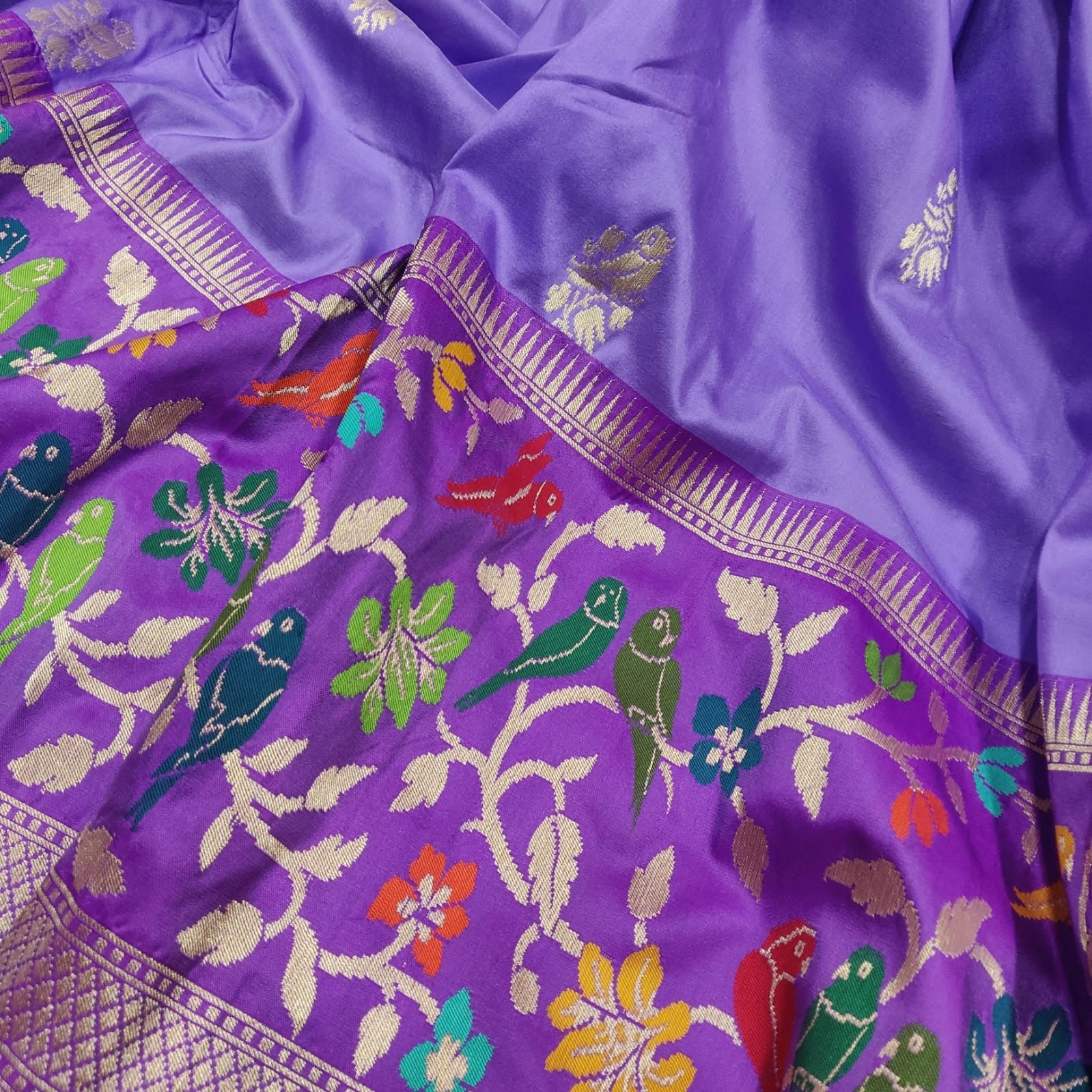 Purple katan silk saree handwoven saree Indian sari blouse - Saffronfashionindia