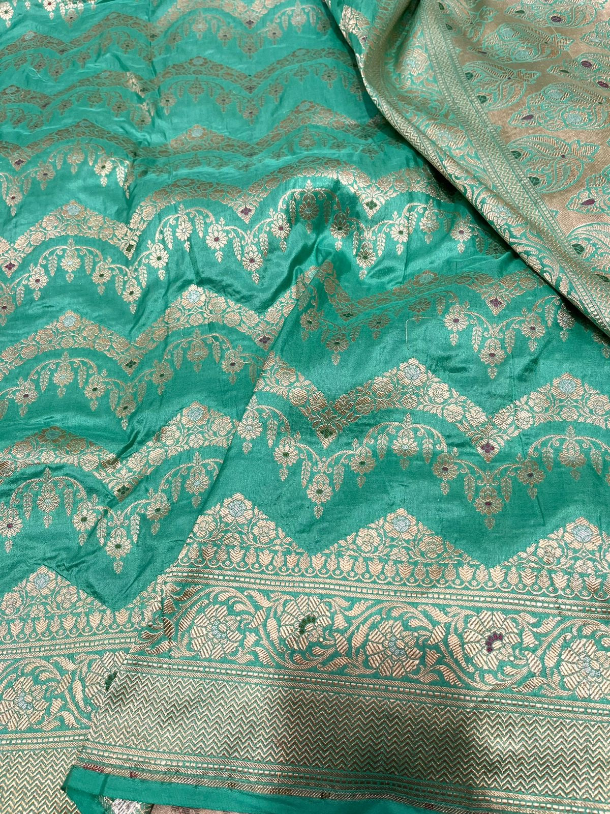 Women Banarsi katan Silk Sarees Meenakari Sari - Saffronfashionindia