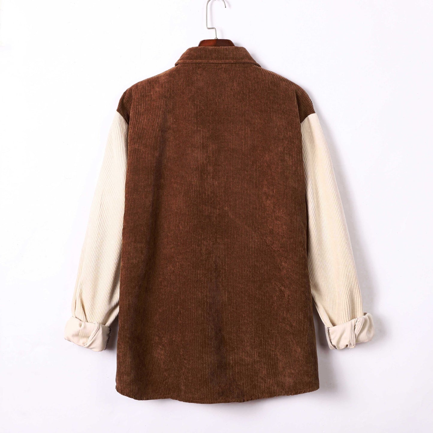 Men's Fashion Stitching Corduroy Long-sleeved Shirt - Saffronfashionindia