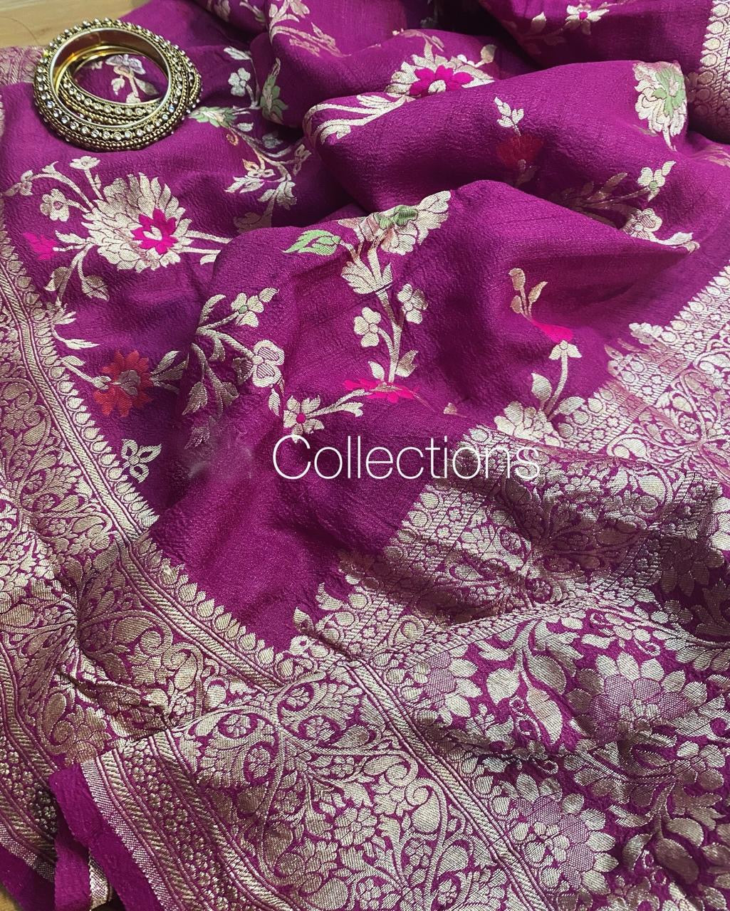 Kaminisha tussar Gorgette saree handloom sarees Indian saree blouse - Saffronfashionindia