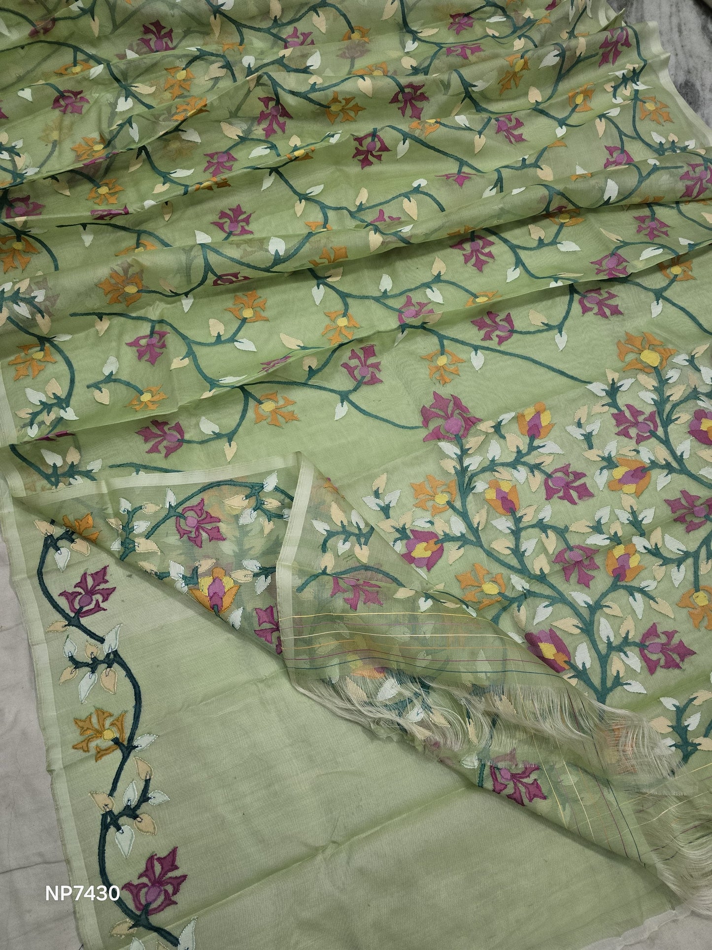 Nikashi Tantuj Jamdani saree traditional Indian floral sarees SaffronFashion