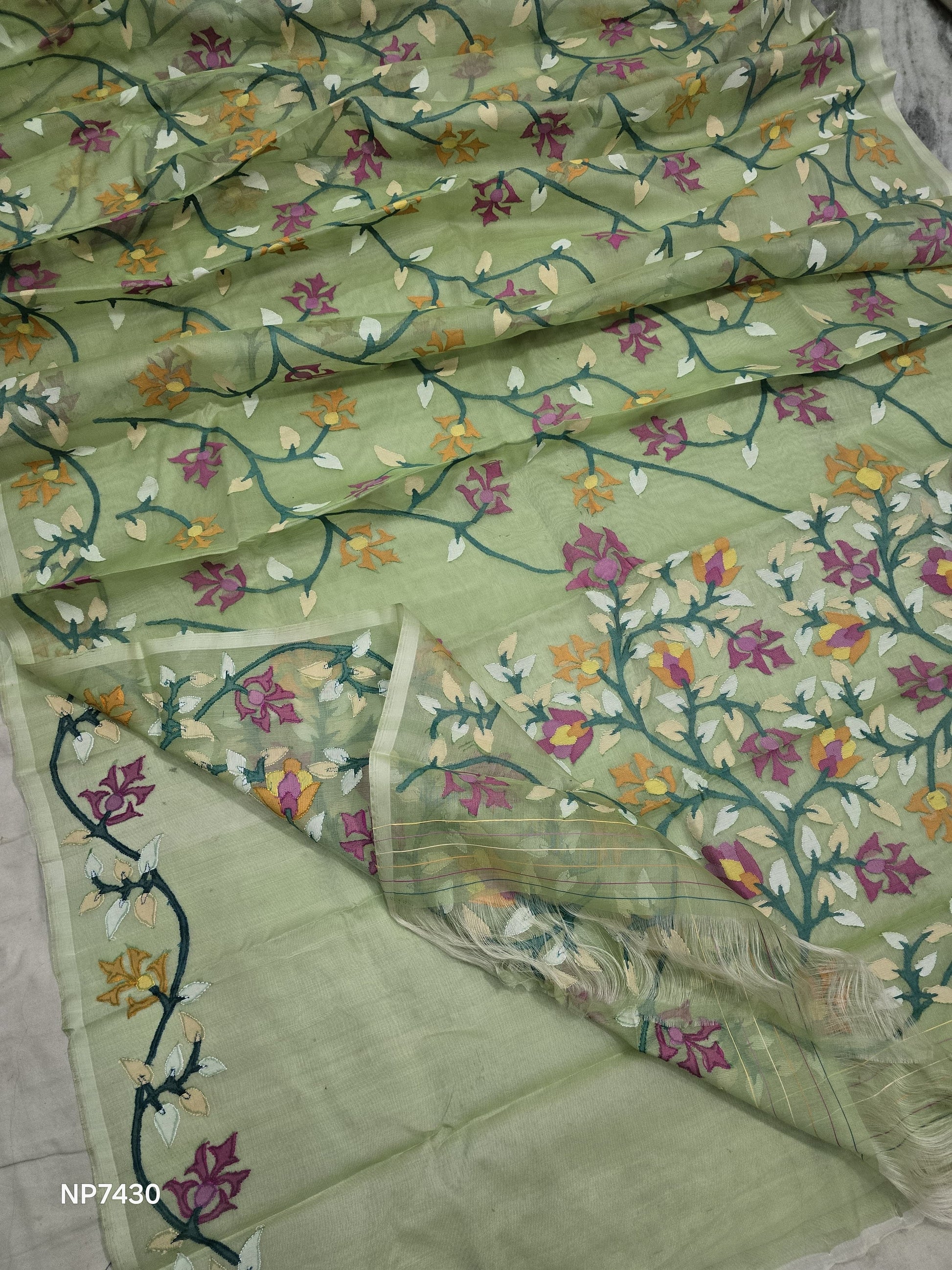 Nikashi Tantuj Jamdani saree traditional Indian floral sarees SaffronFashion
