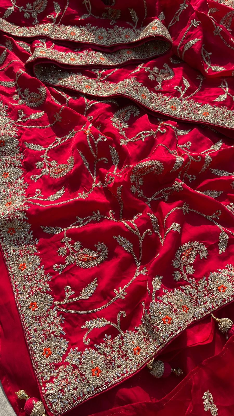 Bridal inspired Gajji Silk Saree Embroidered Sarees - Saffronfashionindia