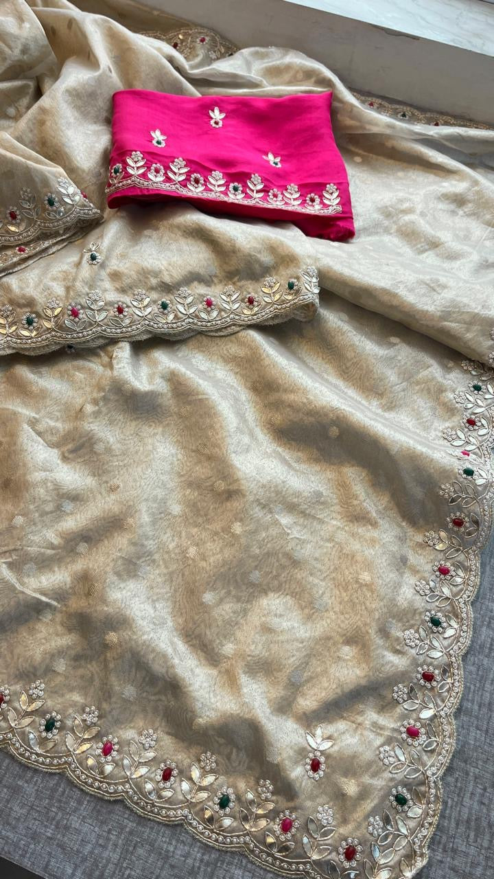 Tissue silk saree Indian saree bragging by mmmmmp SAFFRONFASHION