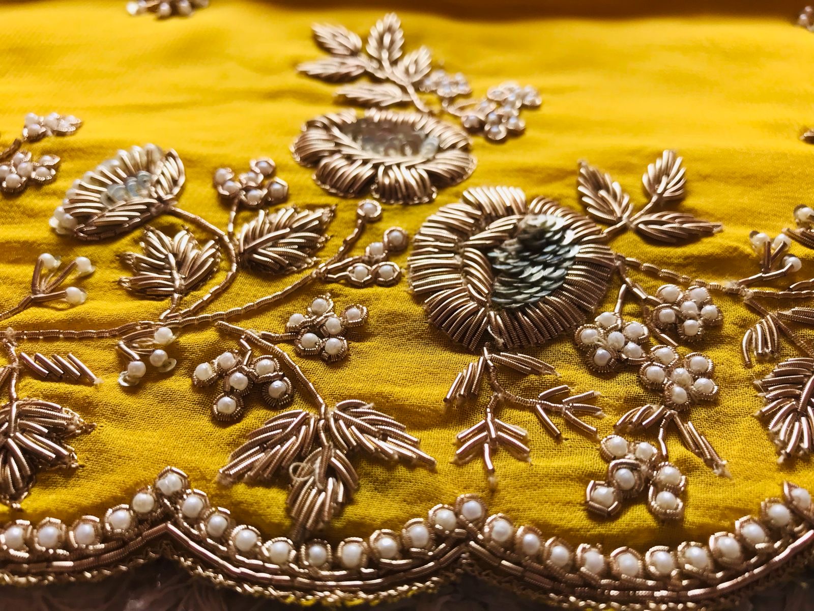 Luxurious Yellow Premium Gorgette Vintage Sarees - Saffronfashionindia