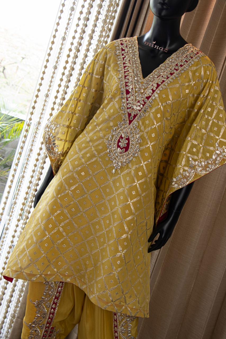Kaftan styled kurti pant set traditional kurti set - Saffronfashionindia
