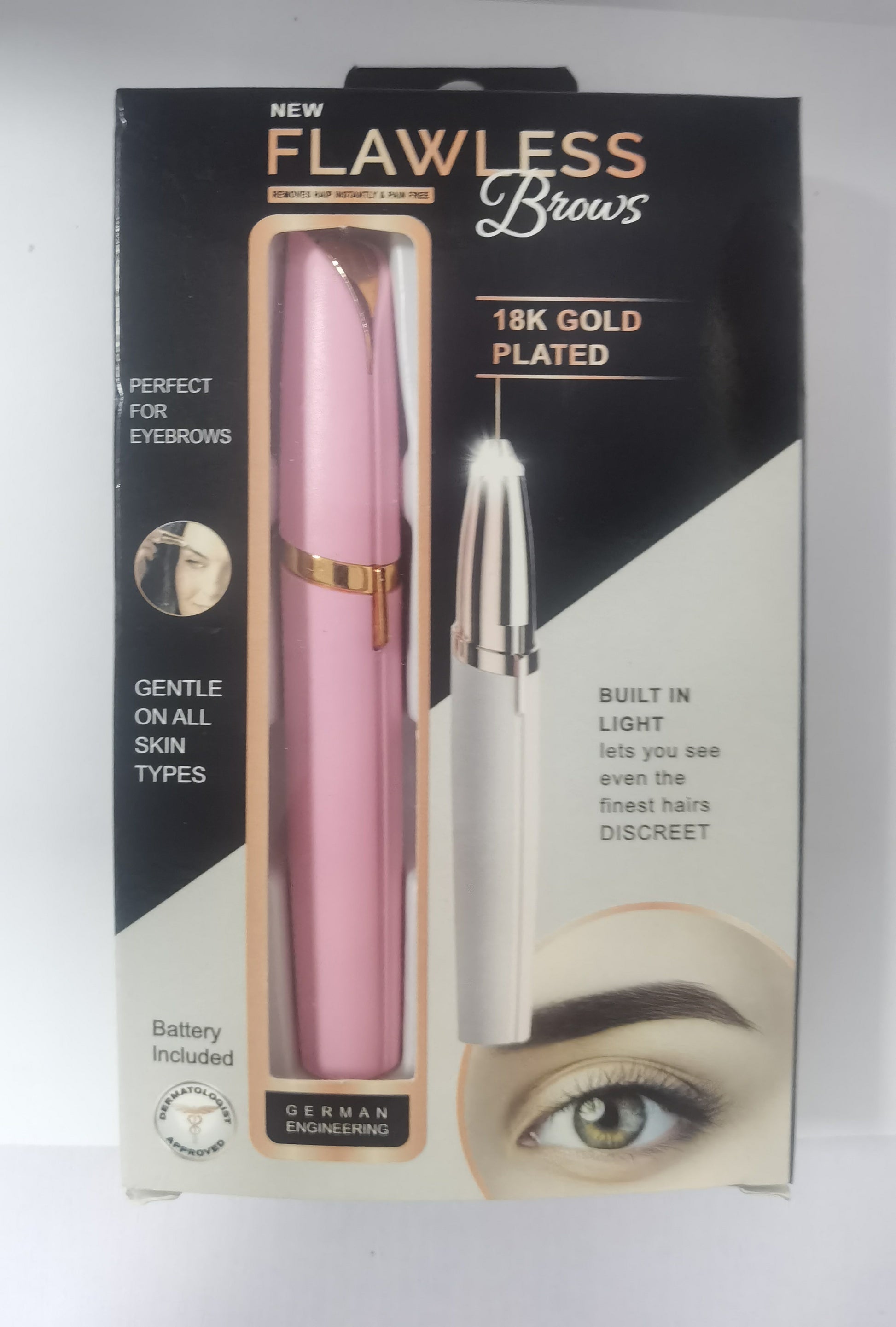 Mini Electric Eyebrow Trimmer Lipstick Brows Pen Hair Remover Painless Razor Epilator with LED Light - Saffronfashionindia