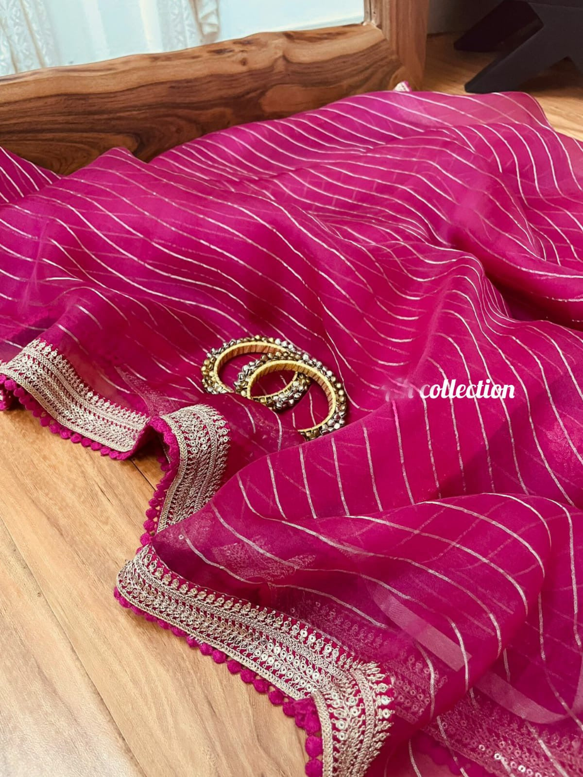 Weaved organza silk saree Zari saree women saree blouse - Saffronfashionindia