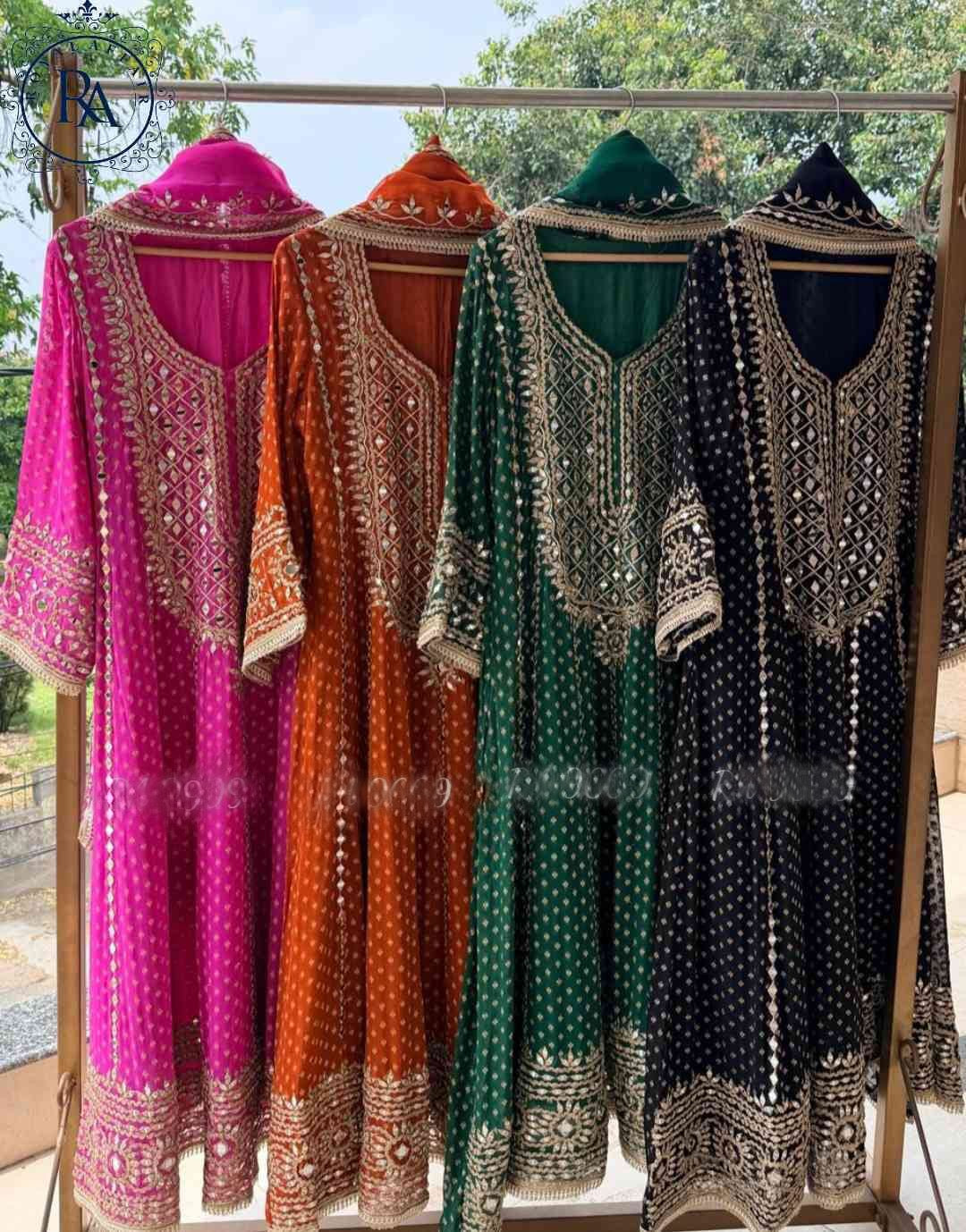 Designer inspired stitched Anarkali dress bridesmaids dresses SaffronFashion