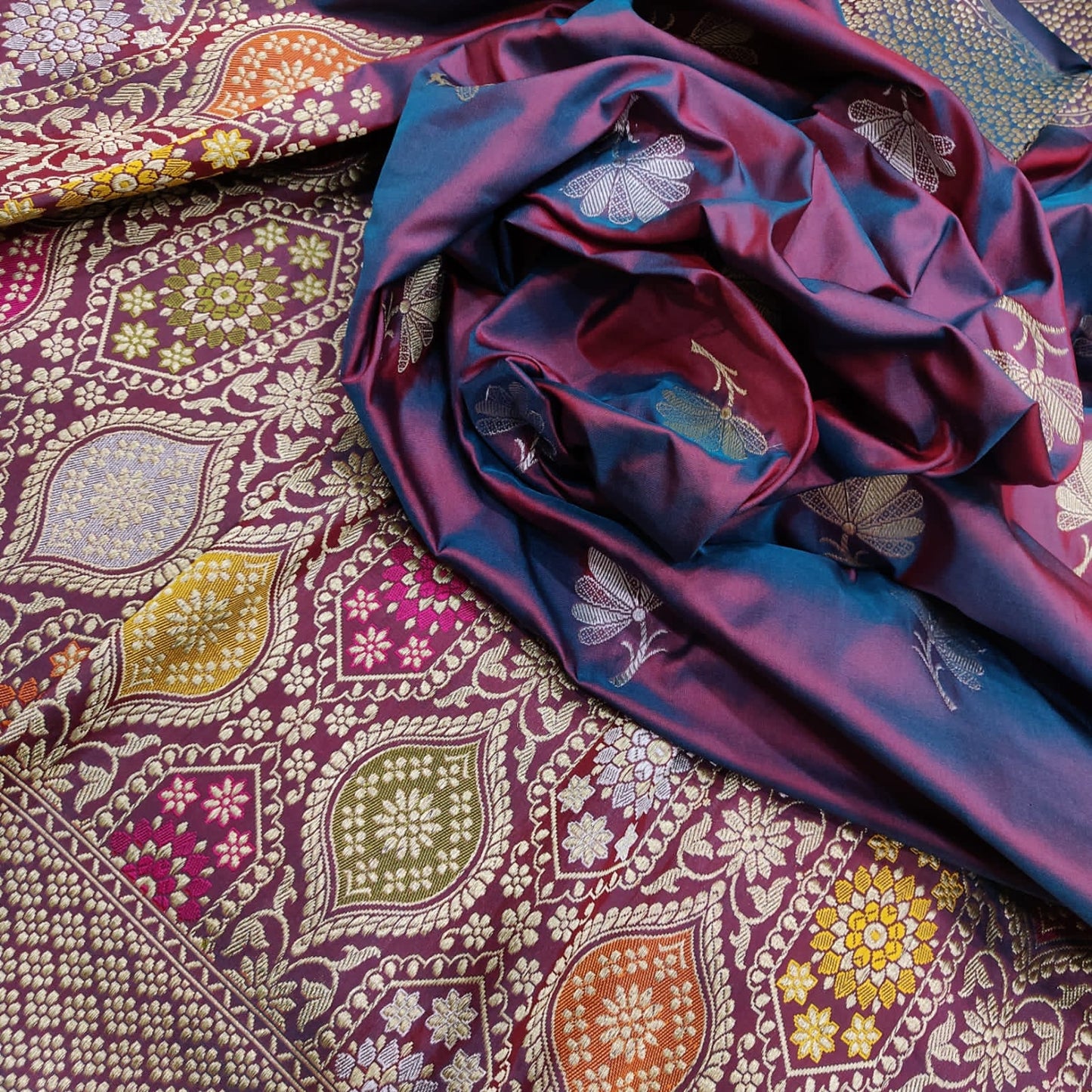 Lilan Katan silk handwoven kadwa sarees - Saffronfashionindia