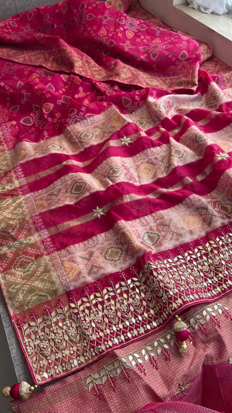 Kora Patola saree handmade saree zardosi saree - Saffronfashionindia