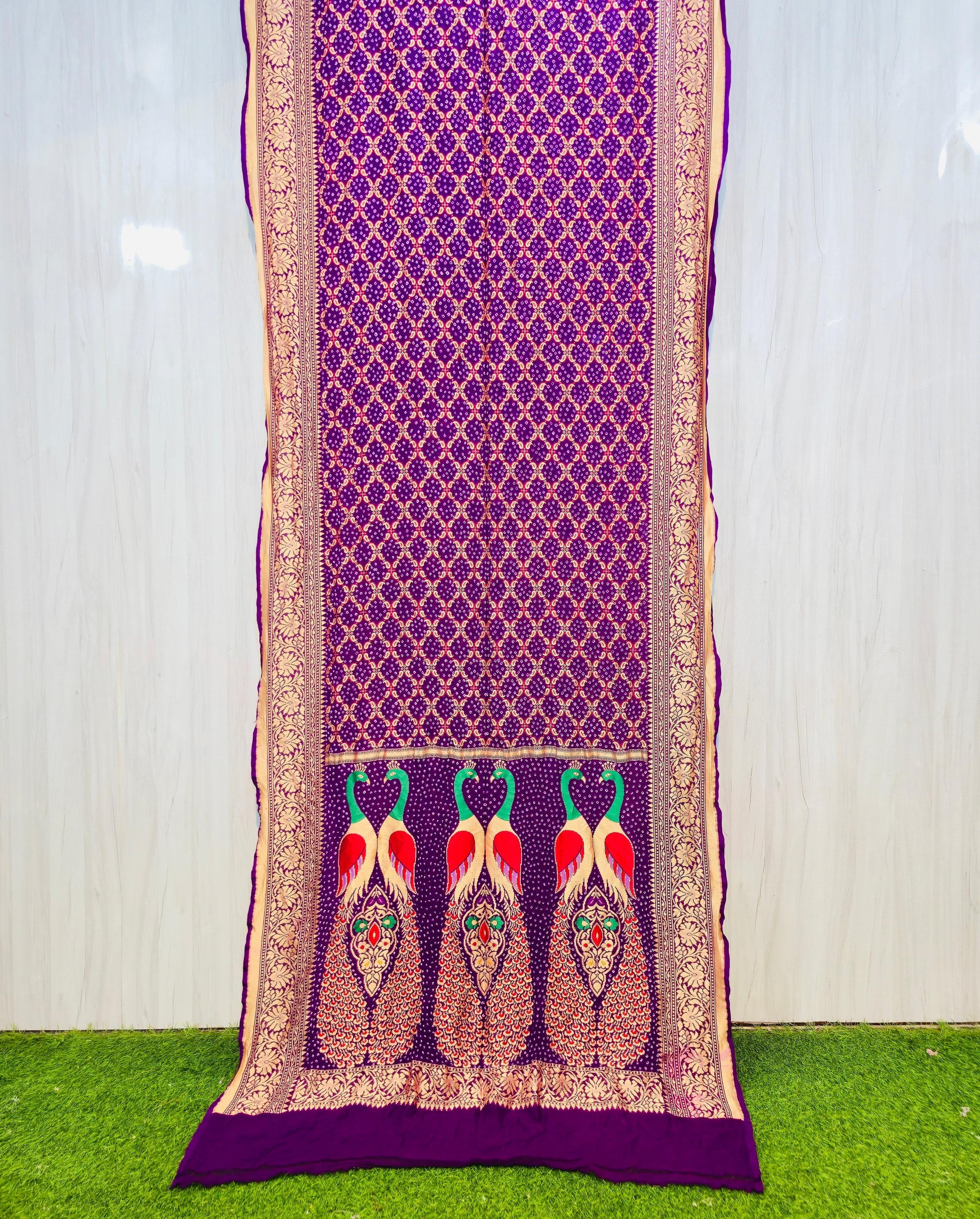 Purple Banarsi saree meenakari saree Indian sarees blouse SaffronFashion