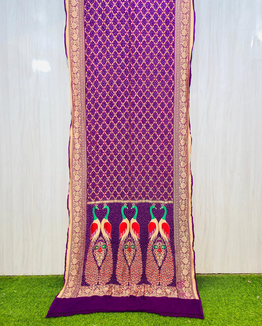 Purple Banarsi saree meenakari saree Indian sarees blouse SaffronFashion