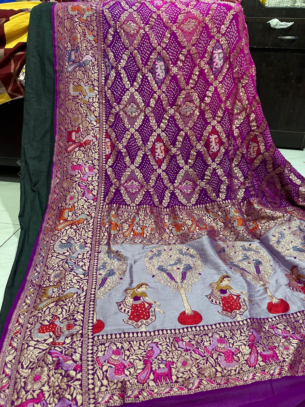 Bandhani saree Bandhej saree Indian traditional sari blouse SaffronFashion