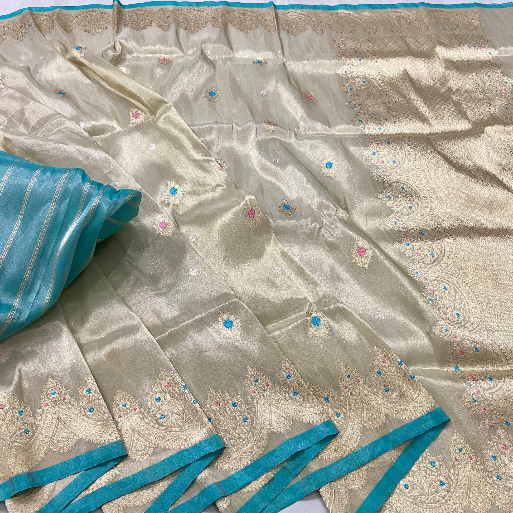 Tissue Meenakari Saree kadwa saree Traditional saree - Saffronfashionindia