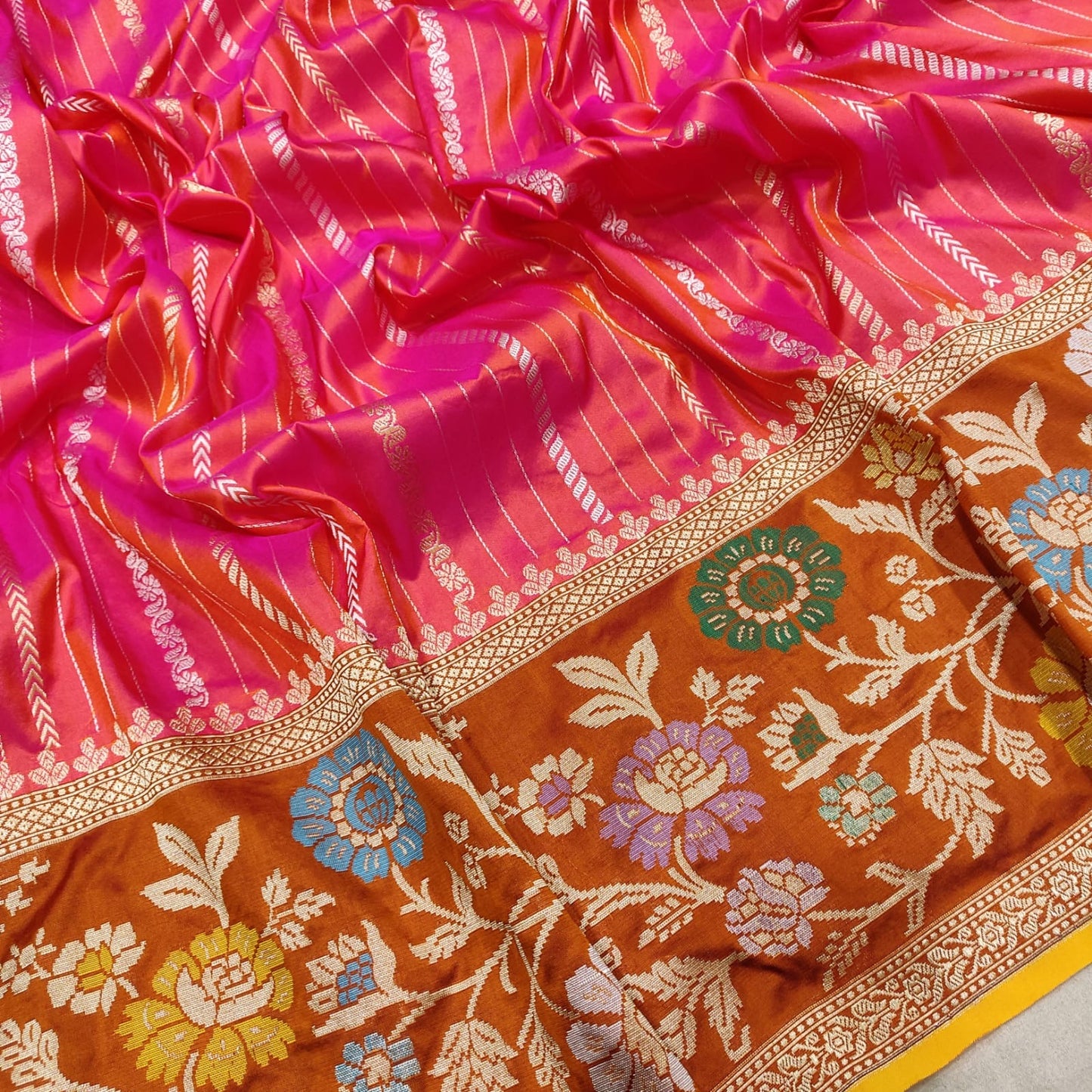 Ramina Dual Toned Katan Silk Saree Handwoven sari - Saffronfashionindia