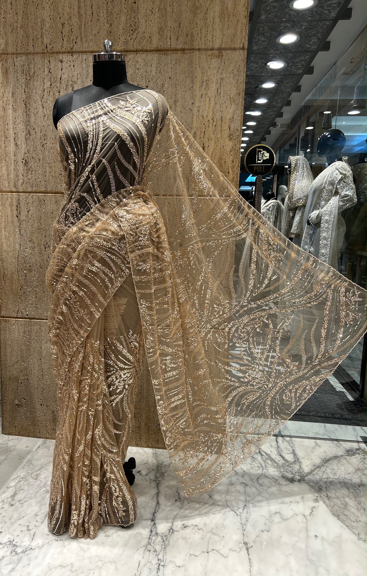 Designer net saree women sari blouse partywear sarees reception sari SaffronFashion