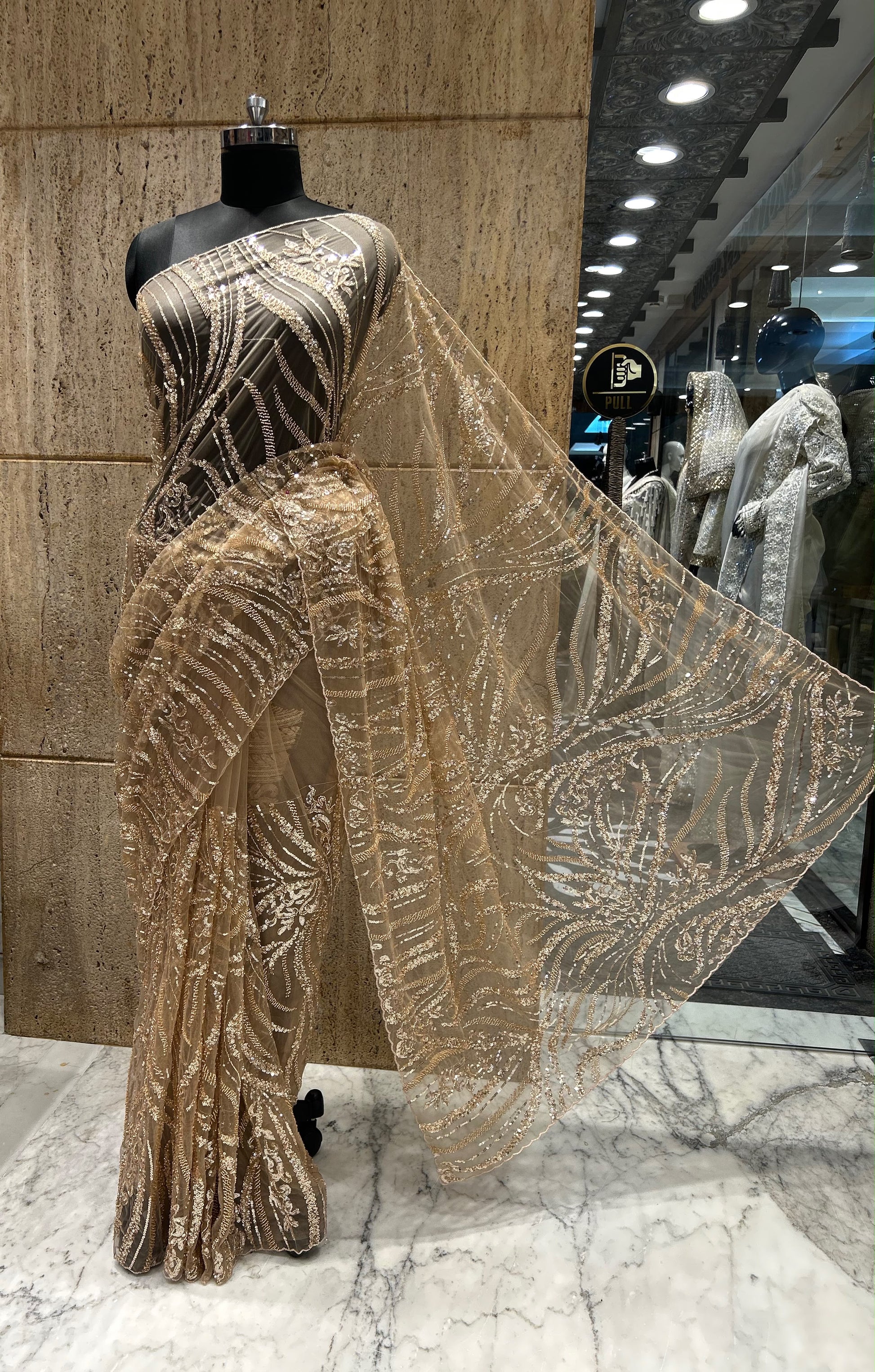 Designer net saree women sari blouse partywear sarees reception sari SaffronFashion