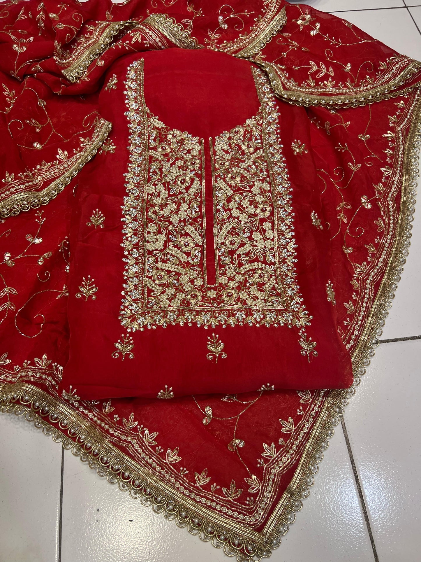 Punjabi crepe dress Indian dress women clothing SaffronFashion