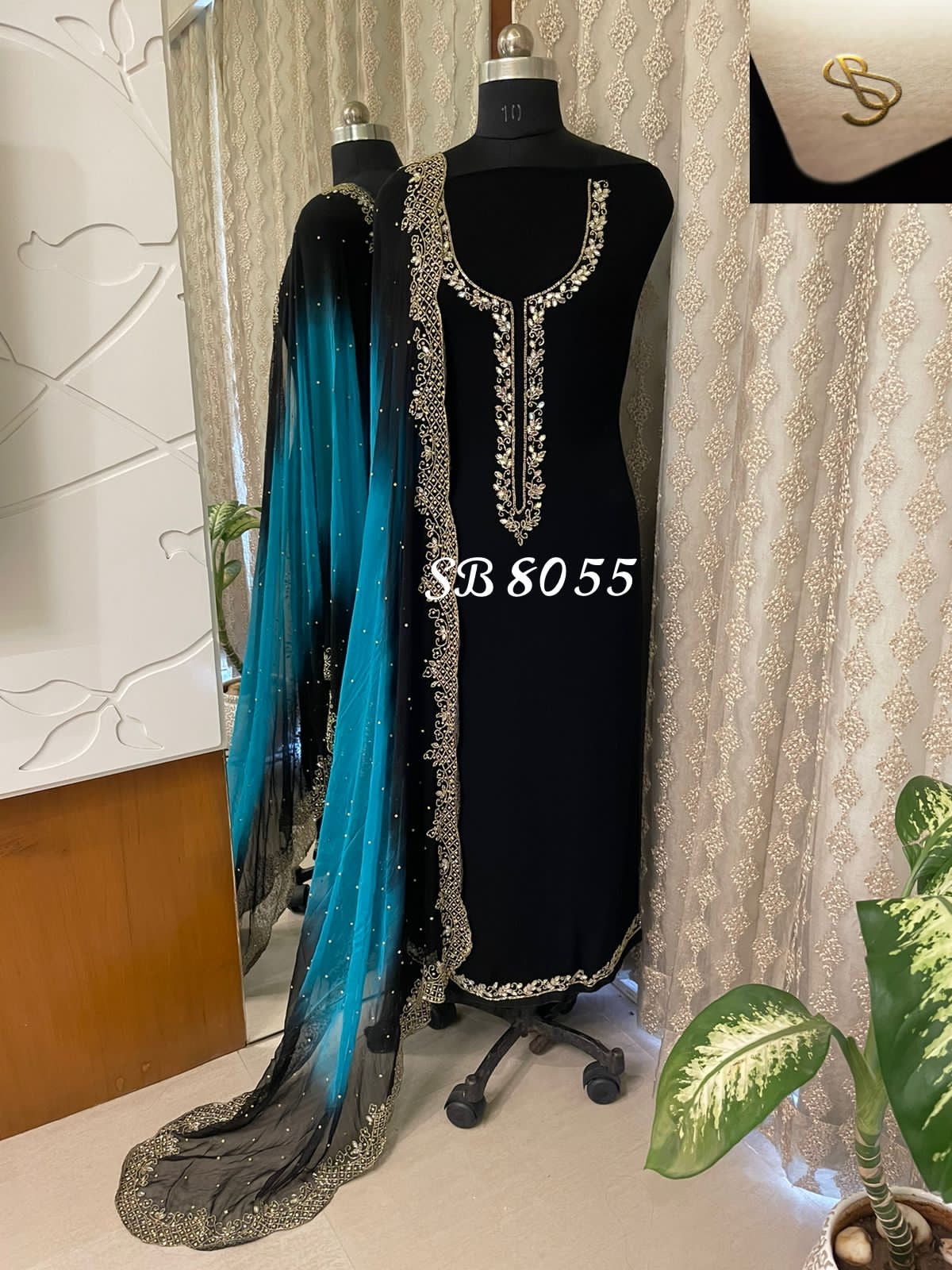Rubisha black gorgette chiffon salwar kameez - Saffronfashionindia
