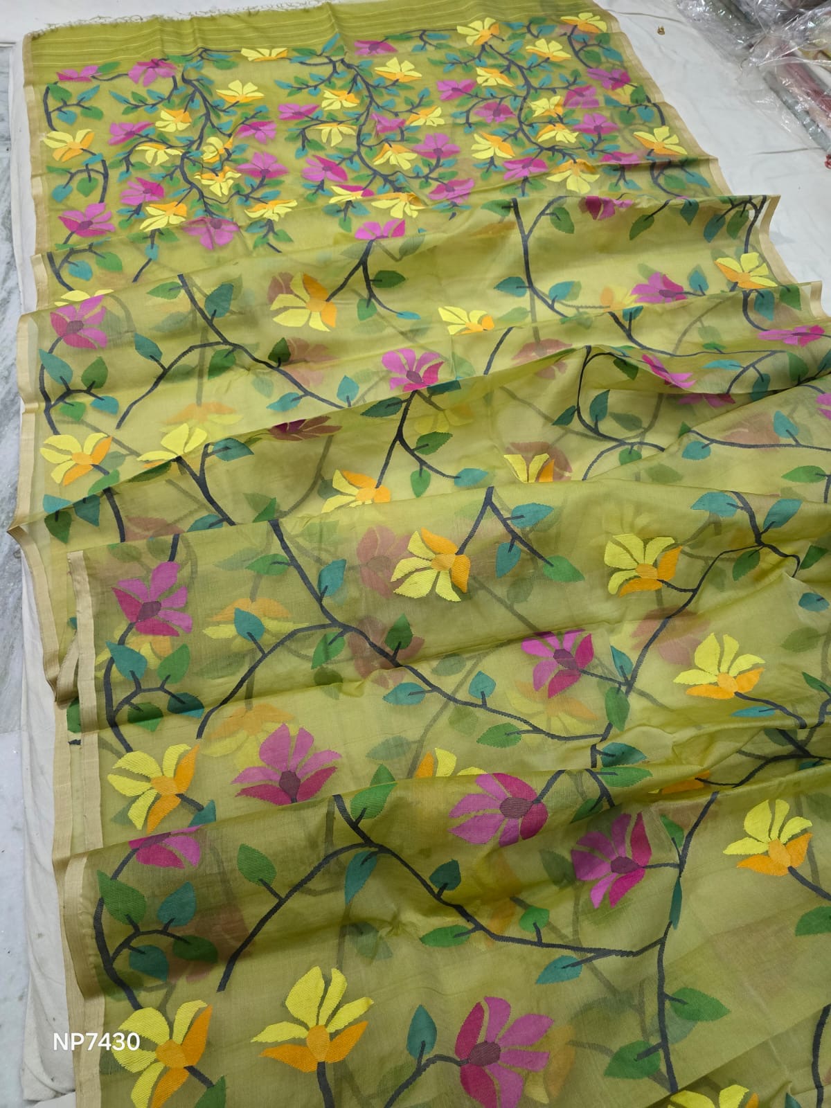 Muslin Handwoven Jamdani saree Indian sarees premium sari - Saffronfashionindia