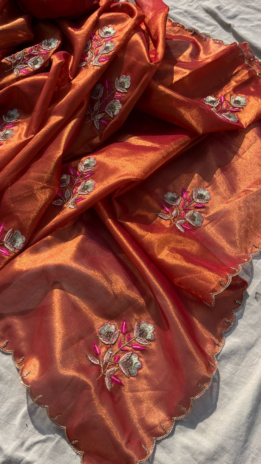 Kiwari Handloom Zari Tissue Saree Indian Sari - Saffronfashionindia