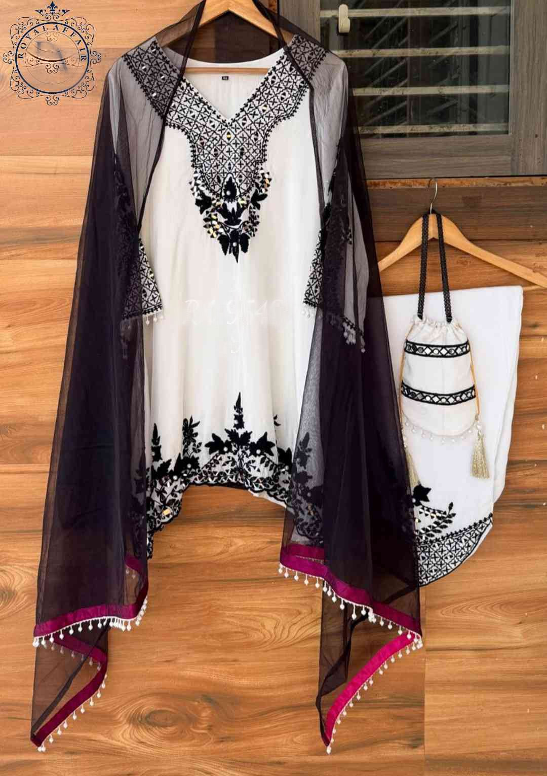 White stitched dress silk dress party wear dresses SaffronFashion