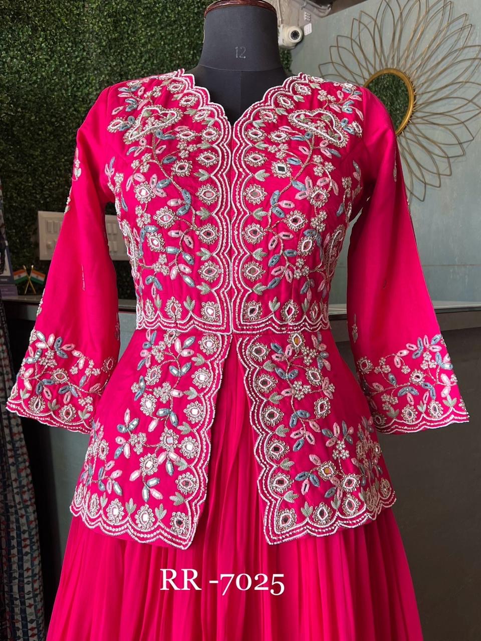 Pink Gorgette Silk kurta Dress wedding dresses - Saffronfashionindia