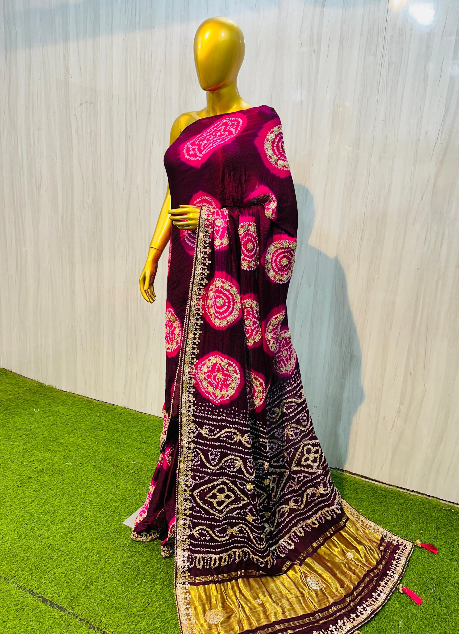 Gottapatti Ghajini silk saree wedding saree women sari blouse - Saffronfashionindia