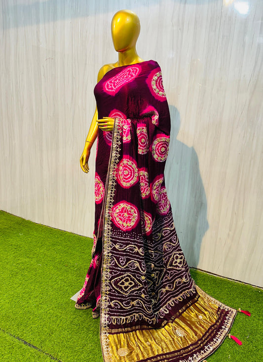 Gottapatti Ghajini silk saree wedding saree women sari blouse - Saffronfashionindia