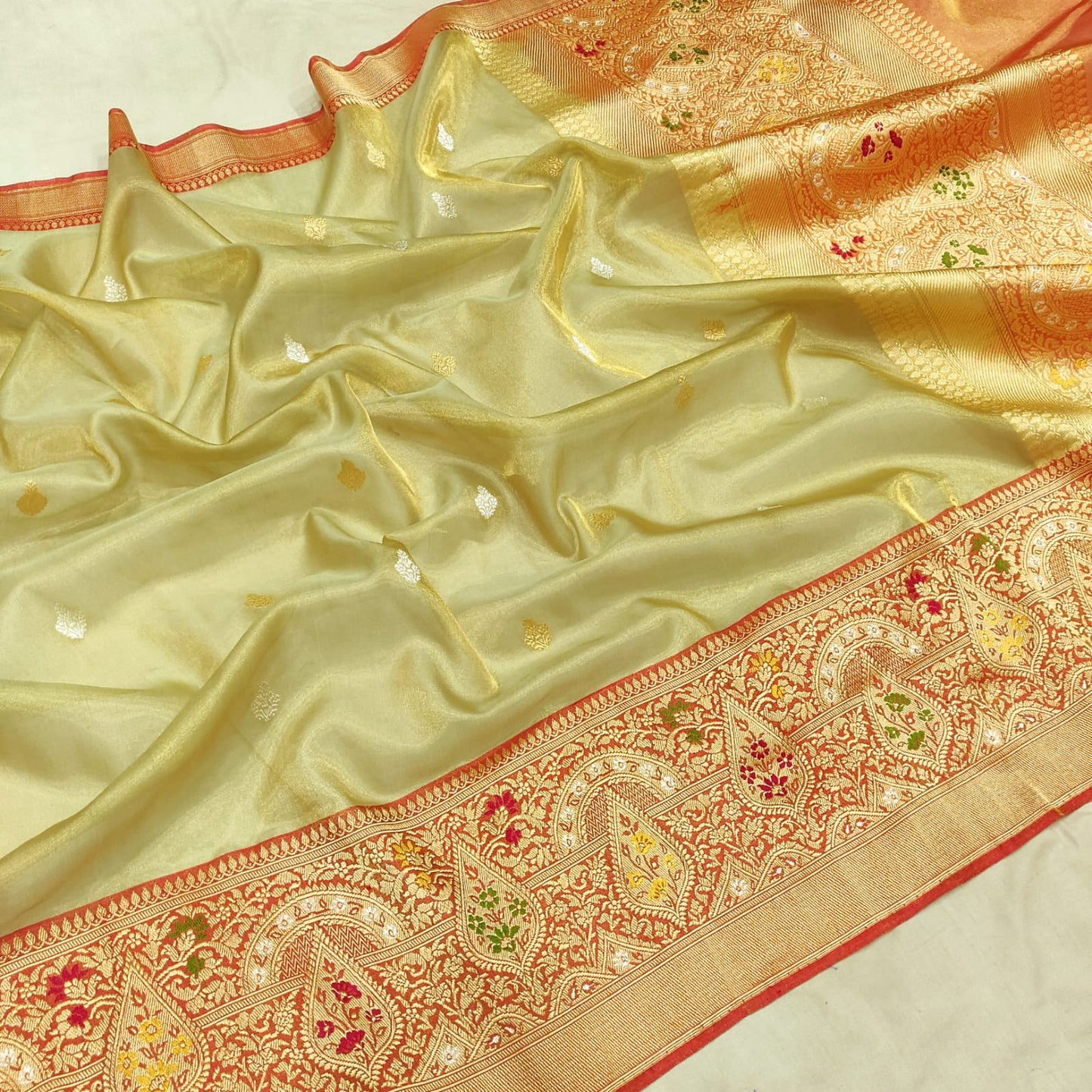 Ektara handwoven tissue kora saree - Saffronfashionindia
