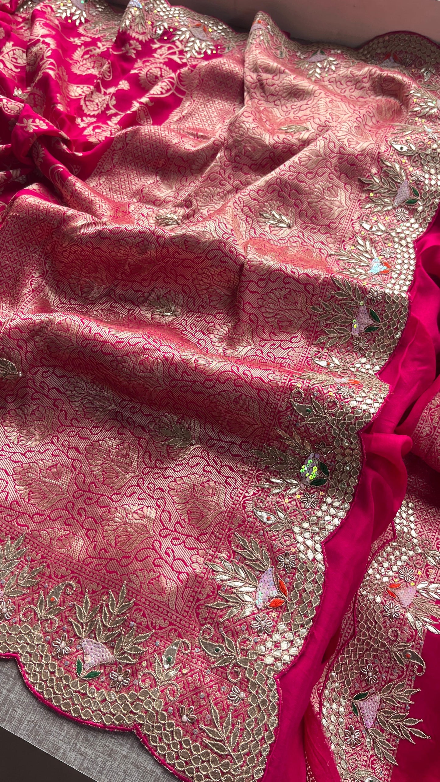 Banarsi saree weaving saree gottapatti sarees - Saffronfashionindia