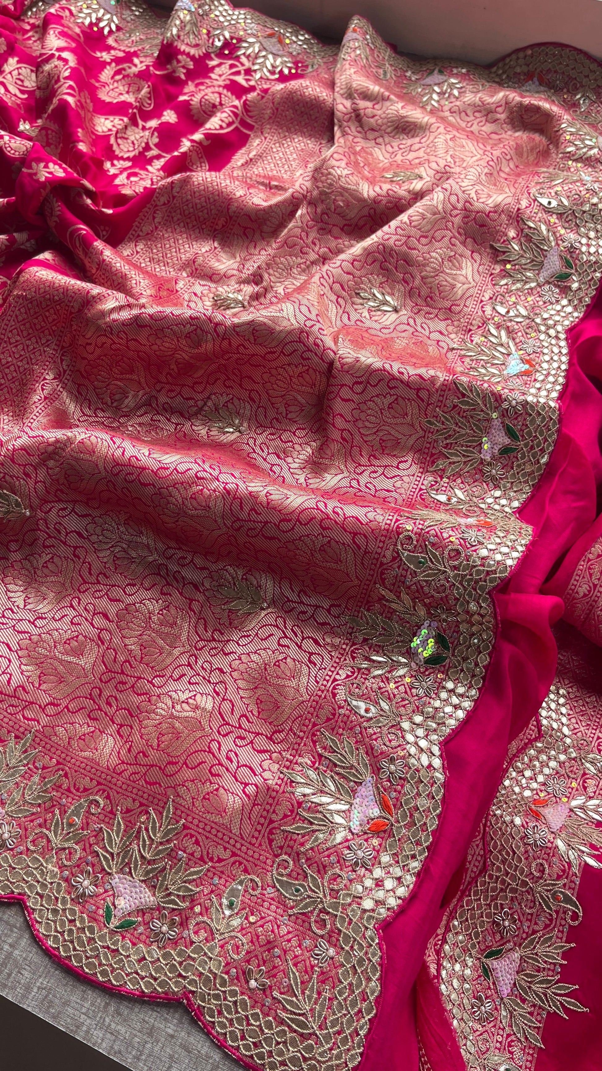 Banarsi saree weaving saree gottapatti sarees - Saffronfashionindia