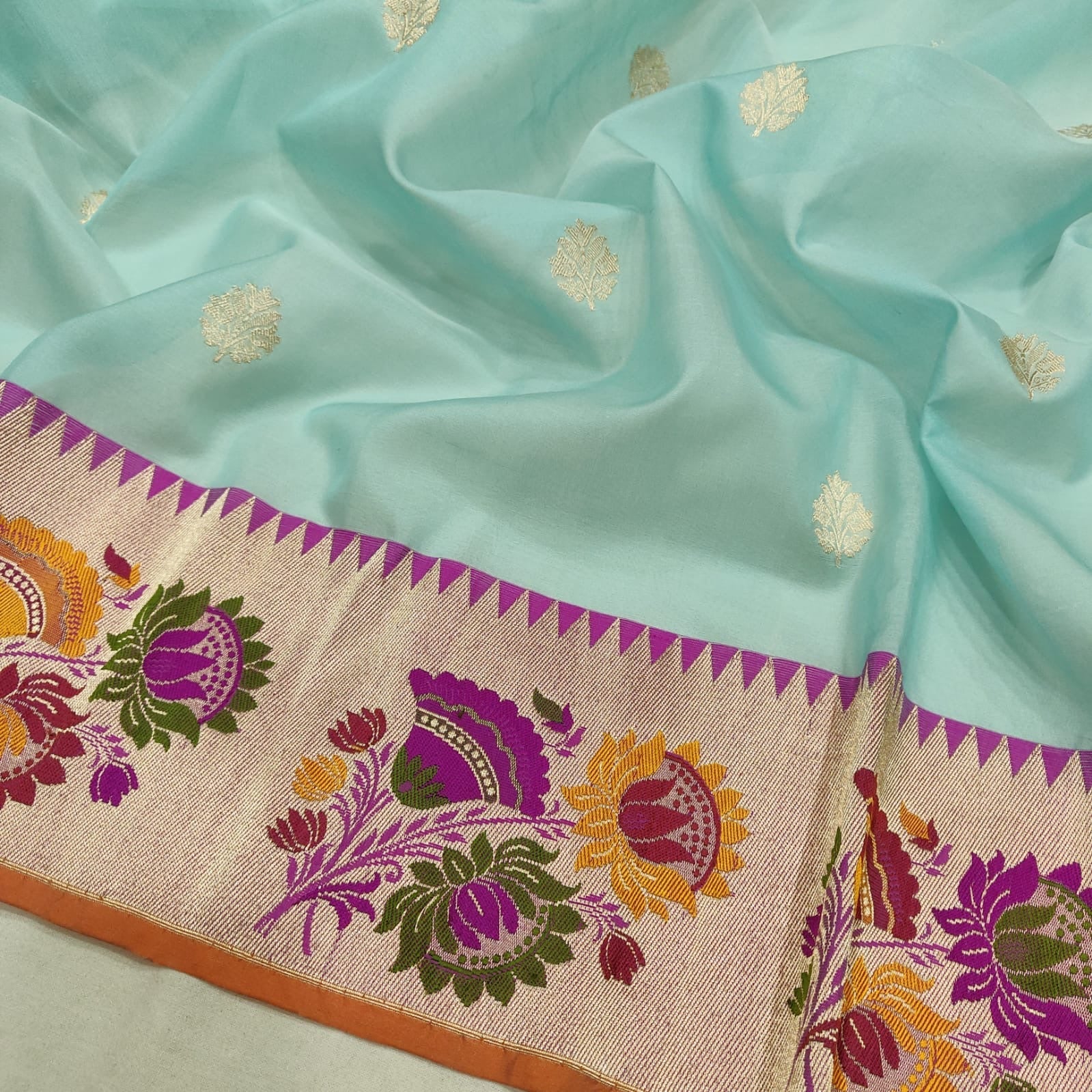 Munira handwoven saree Kora silk saree exclusive floral sari blouse SaffronFashion