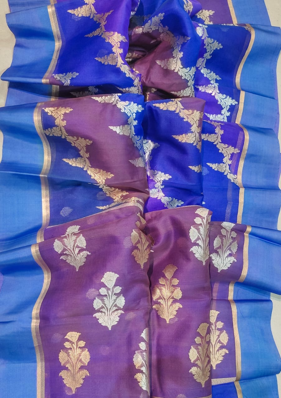 Ramgkat Kora saree Handlooms saree Banarsi saree blouse - Saffronfashionindia