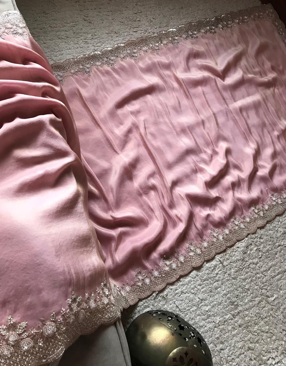 Rose pink premium tissue silk saree Partywear sarees - Saffronfashionindia