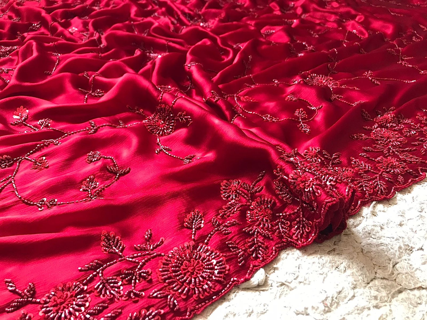 Red Marron luxuer premium silk saree Saffronfashionindia