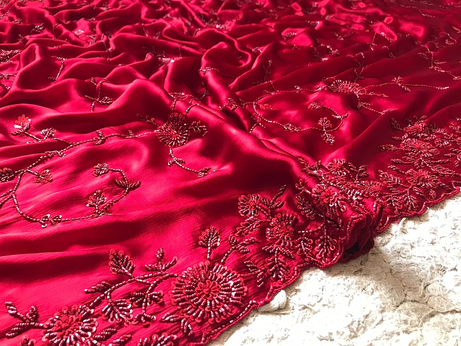 Red Marron luxuer premium silk saree Saffronfashionindia