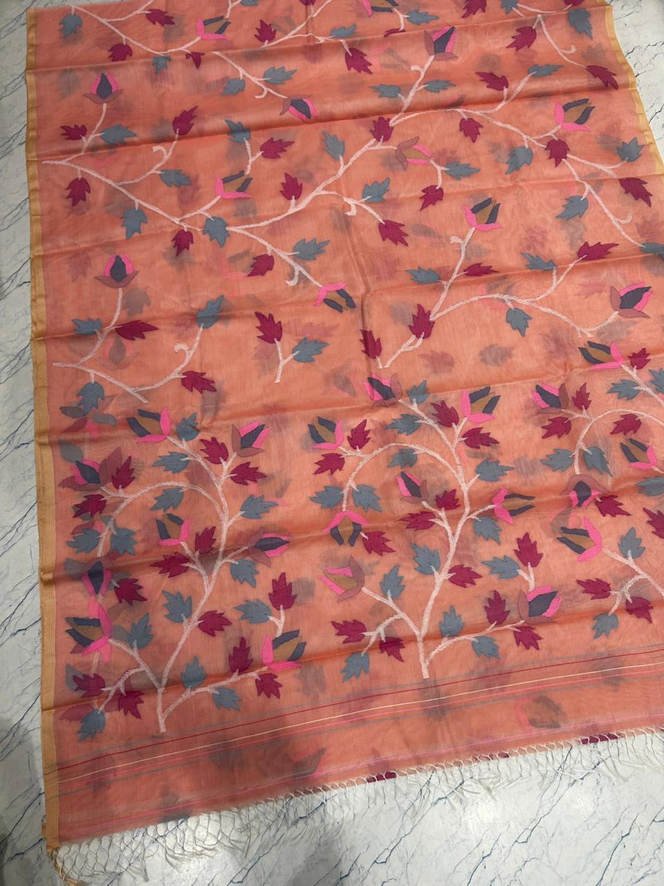 Anisha muslin jamdani Tantuj sarees - Saffronfashionindia