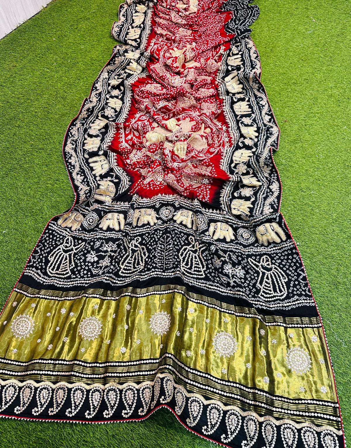 Handmade gajji silk designer saree traditional saree Indian heritage sari blouse for women SaffronFashion