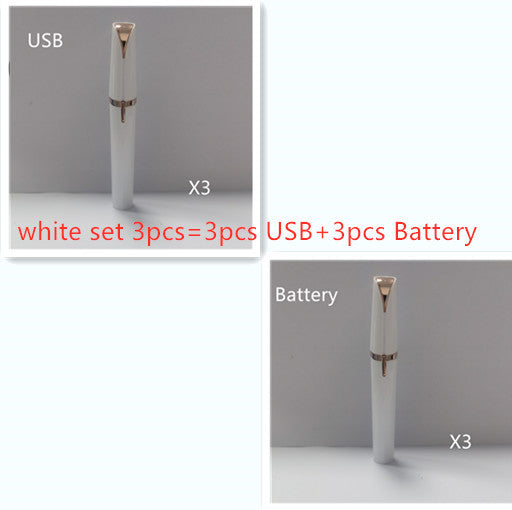 Mini Electric Eyebrow Trimmer Lipstick Brows Pen Hair Remover Painless Razor Epilator with LED Light - Saffronfashionindia