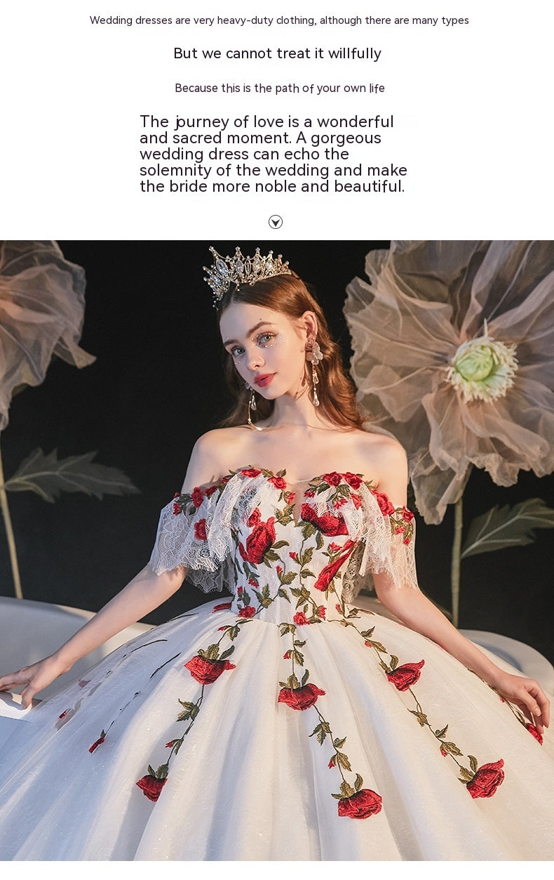Temperament Bride Bra Trailing Mori Style Wedding Dress - Saffronfashionindia