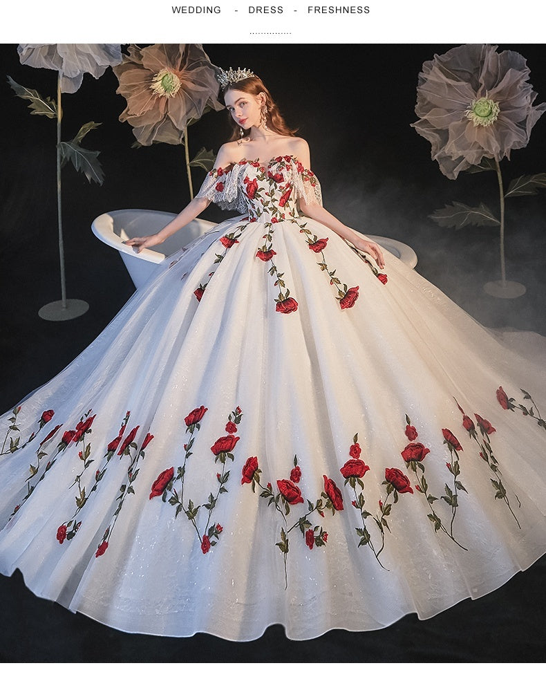 Temperament Bride Bra Trailing Mori Style Wedding Dress - Saffronfashionindia